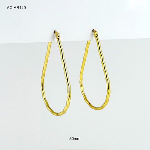 [AC-AR-149] Argolla gold básica gota ondulada 5cm acero