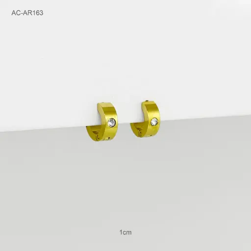 [AC-AR-163] Argolla gold huggie circon 1cm acero