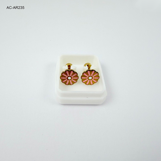 [AC-AR-235] Topo en acero gold rosca de seguridad margaritas esmaltado color