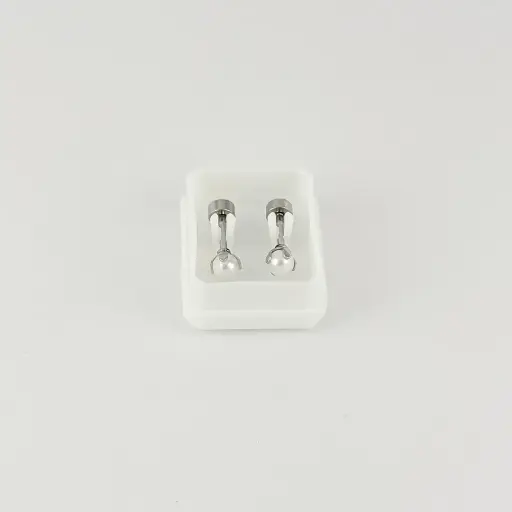 [AC-AR-246] Topo ortopedico en acero silver rosca de seguridad perla #4