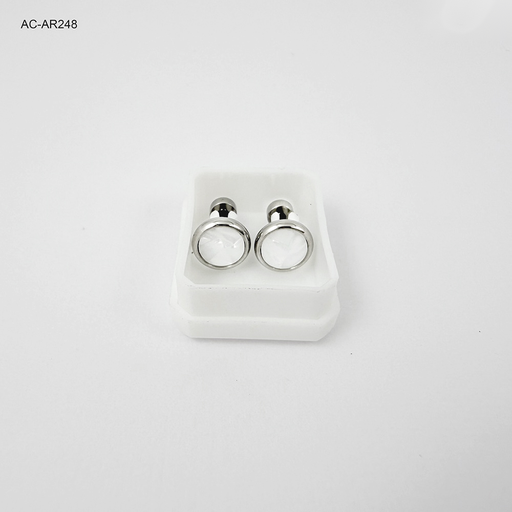 [AC-AR-248] Topo ortopedico en acero silver rosca de seguridad base redonda carey blanco