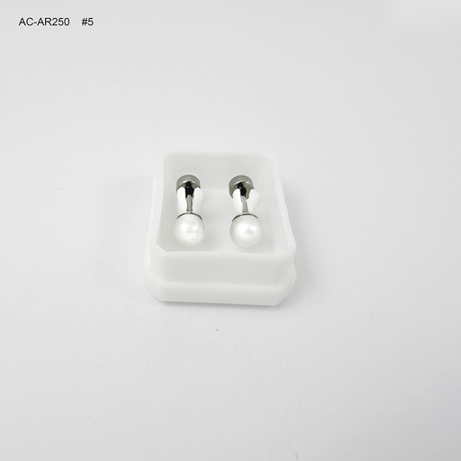 [AC-AR-250] Topo ortopedico en acero silver rosca de seguridad perla #5