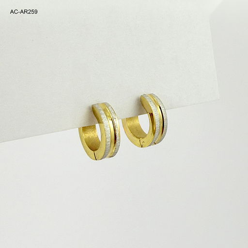 [AC-AR-259] *ARGOLLA HUGGIE ACERO BICOLOR BORDE SATINADO