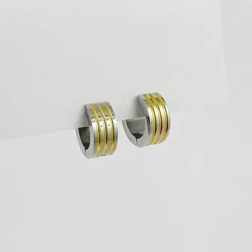 [AC-AR-262] *ARGOLLA HUGGIE ACERO BICOLOR ANCHA