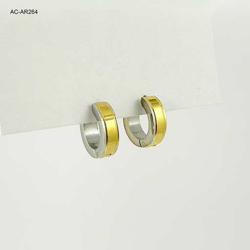 [AC-AR-264] Argolla huggie acero bicolor