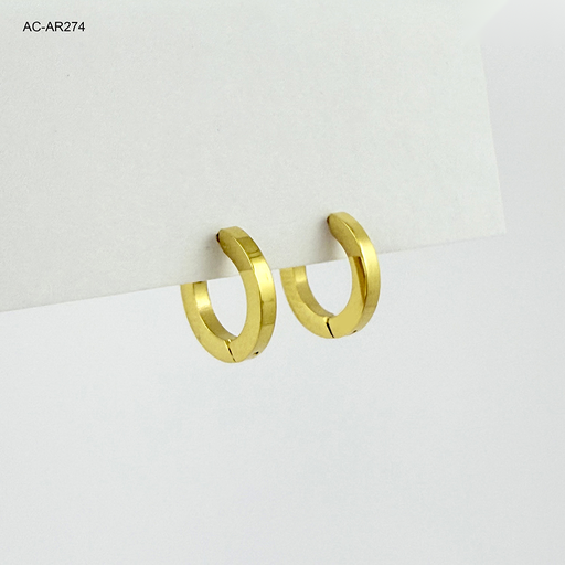 [AC-AR-274] Argolla huggie acero gold plana 1.3 cm - 2mm