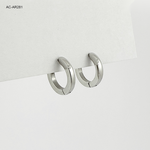 [AC-AR-281] Argolla huggie acero silver 1.3 cm redonda