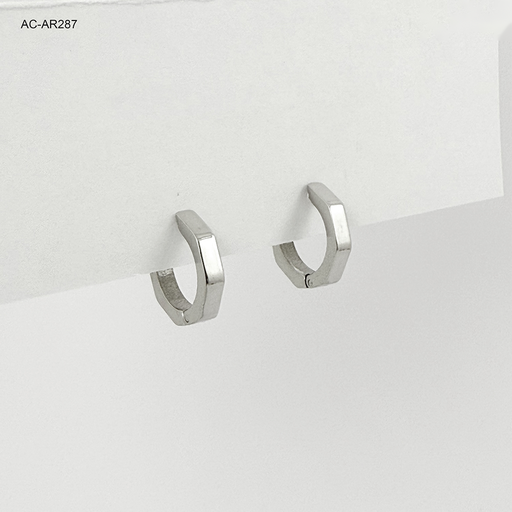 [AC-AR-287] Argolla huggie acero silver hexágono 1.5cm