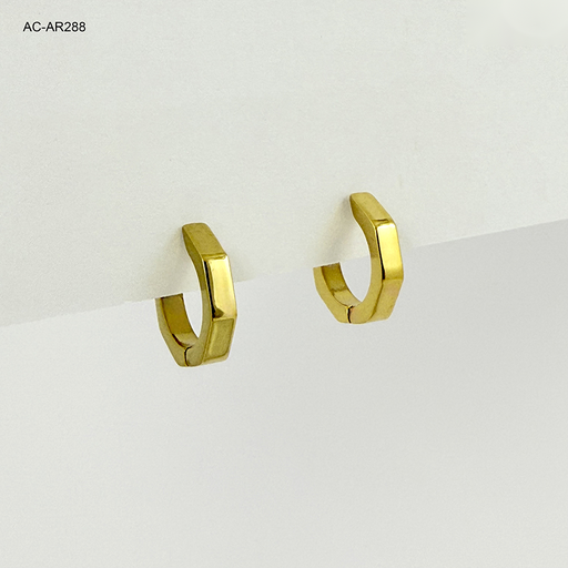 [AC-AR-288] *ARGOLLA HUGGIE ACERO GOLD HEXÁGONO 1.5CM