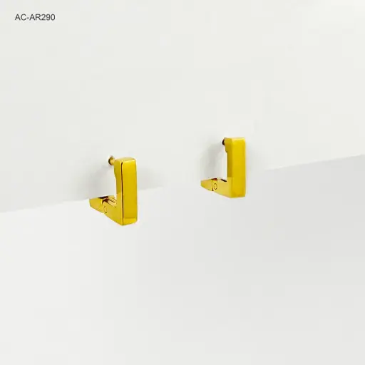 [AC-AR-290] *ARGOLLA HUGGIE ACERO GOLD CUADRADA 1.2CM