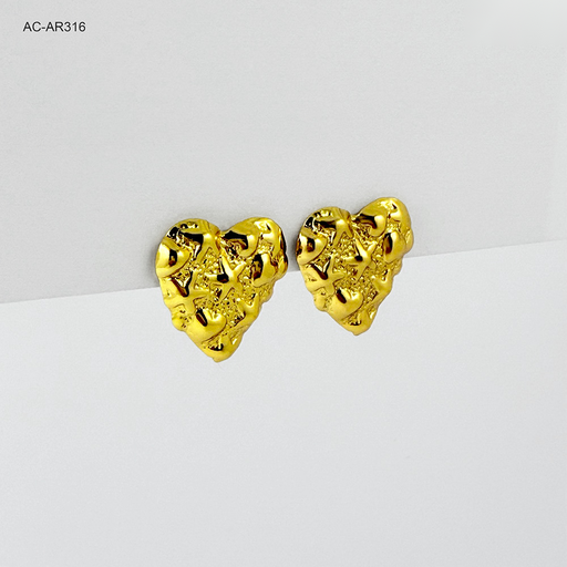 [AC-AR-316] *MAXI TOPO EN ACERO GOLD CORAZÓN MARTILLADO