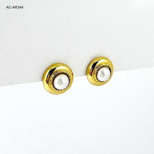 [AC-AR-344] *MAXI TOPO EN ACERO GOLD BOTÓN PERLA