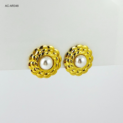 [AC-AR-348] Maxi topo en acero gold botón flor perlas