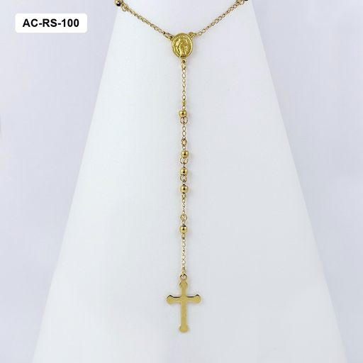 [AC-RS-100] Rosario acero gold bola n4
