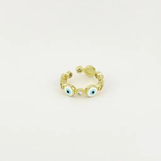 [G-AN-107] Anillo en rodinado gold ajustable ojitos
