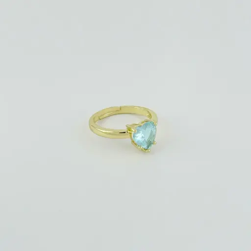 [G-AN-114] Anillo en rodinado gold ajustable cristal turquesa corazón