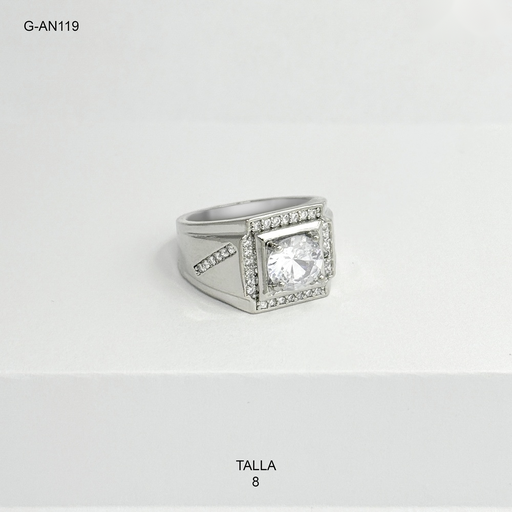 [G-AN-119] Anillo silver caballero circon cuadrado goldfilled