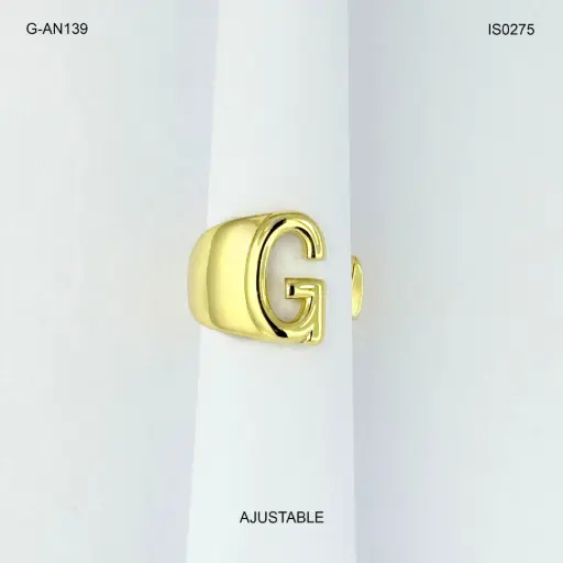 [G-AN-139] Anillos gold iniciales rodinados