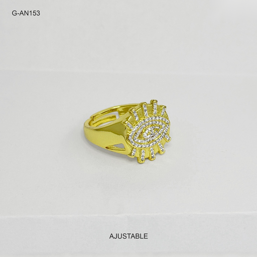 [G-AN-153] *ANILLO GOLD CIRCON GRANDE OVALADO RODINADO