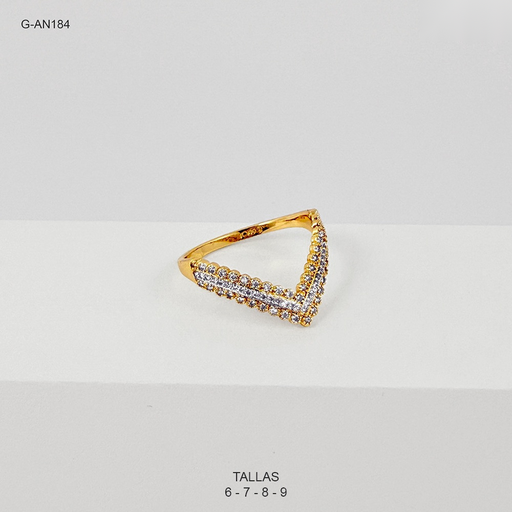 [G-AN-184] Anillo rodinado especial enjoyado tipo v
