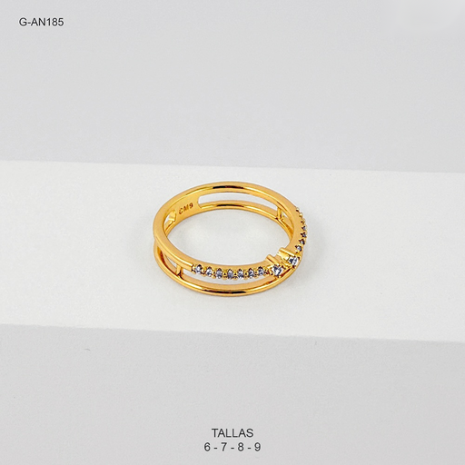 [G-AN-185] Anillo rodinado especial enjoyado doble tipo cintillo