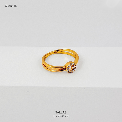 [G-AN-186] Anillo rodinado especial enjoyado circulo microcircones blancos