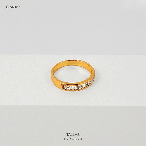 [G-AN-187] Anillo rodinado especial enjoyado microcircones blancos
