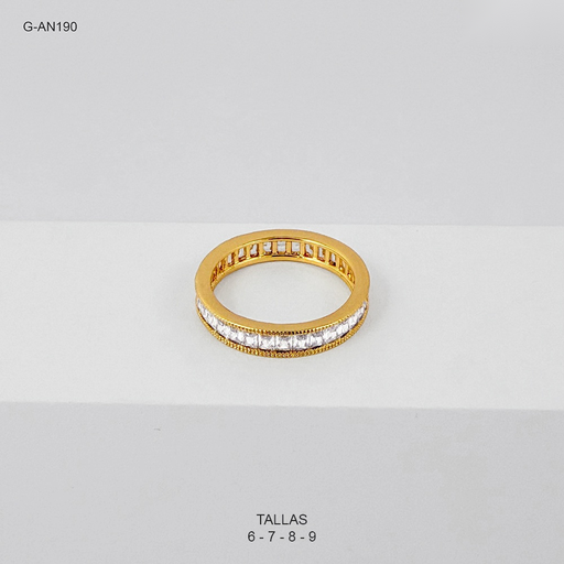 [G-AN-190] Anillo rodinado especial enjoyado cristales blancos