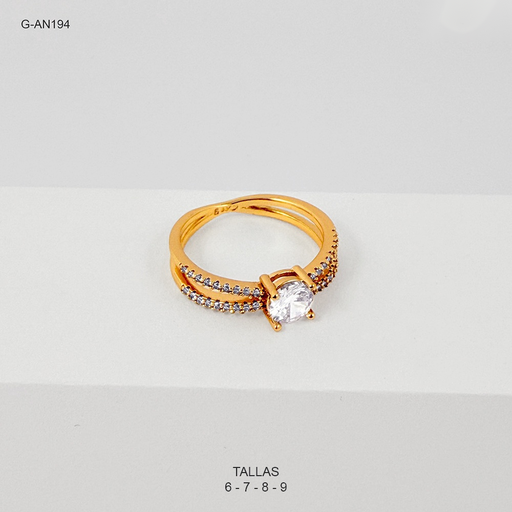 [G-AN-194] Anillo rodinado especial enjoyado doble linea circón