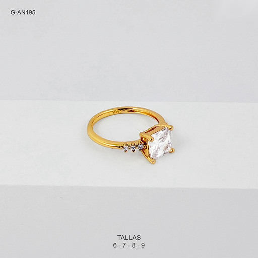 [G-AN-195] Anillo rodinado especial enjoyado circon cuadrado