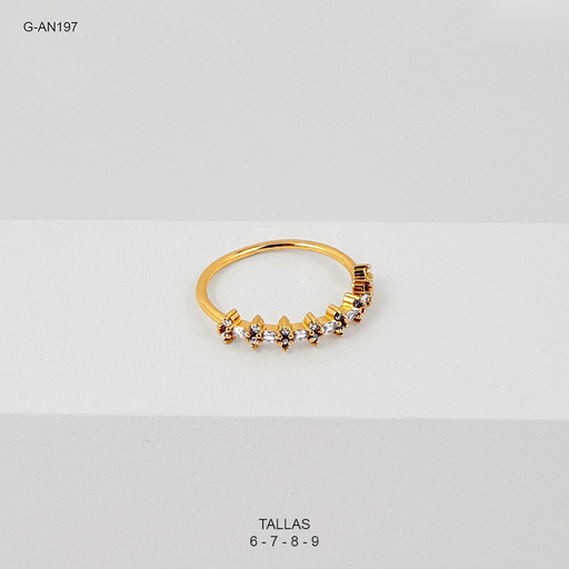 [G-AN-197] Anillo rodinado especial enjoyado microcircones blancos modelo 2