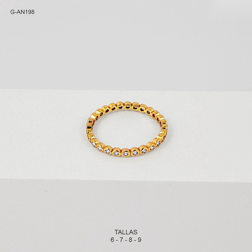 [G-AN-198] *ANILLO RODINADO ESPECIAL ENJOYADO PUNTITOS MICROCIRCONES BLANCOS