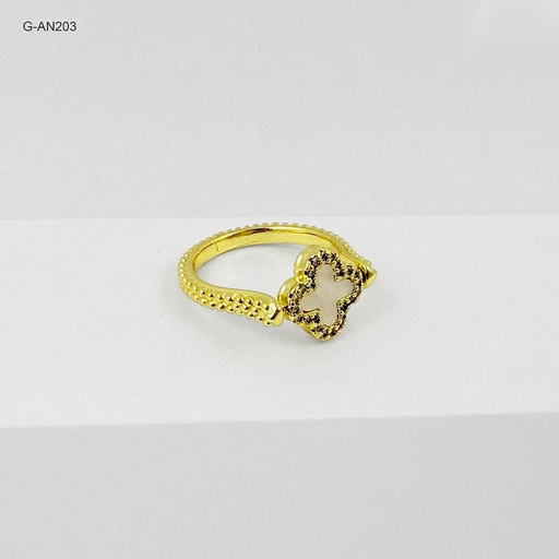 [G-AN-203] Anillo en rodinado gold van cleef nácar blanco
