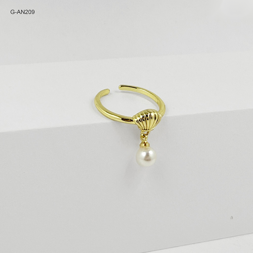 [G-AN-209] Anillo en rodinado gold ajustable conchita / perla