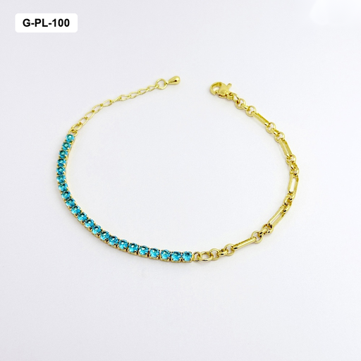 [G-PL-100] Pulsera gold en rodinado  piedras surtidas