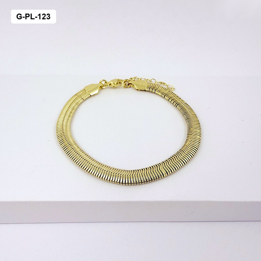 [G-PL-123] Pulsera en rodinado gold tejido serpiente 6mm