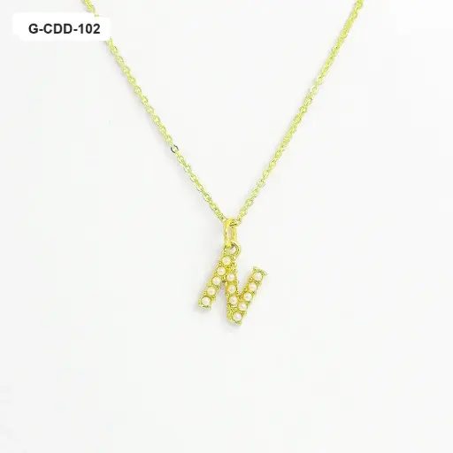 [G-CDD-102] Cadena dijes gold letras perlas  rodinado