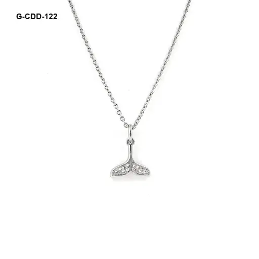 [G-CDD-122] Collar en rodinado silver dije colita sirena microcircones blancos