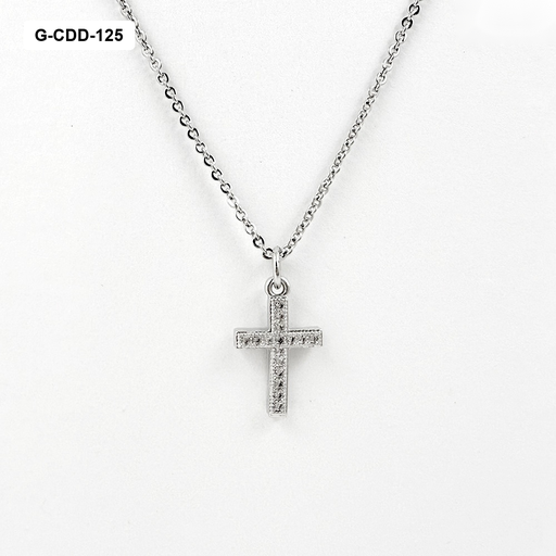 [G-CDD-125] Collar en rodinado silver dije cruz microcircones
