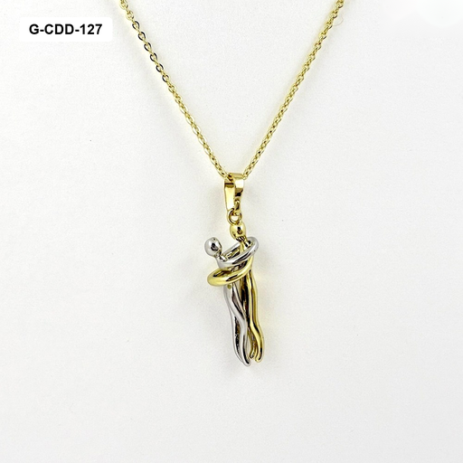 [G-CDD-127] Collar en rodinado gold dijes novios bicolor
