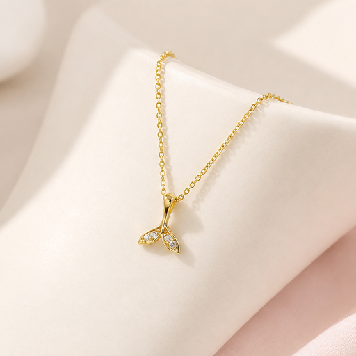 [G-CDD-147] Collar en rodinado gold dije colita sirena