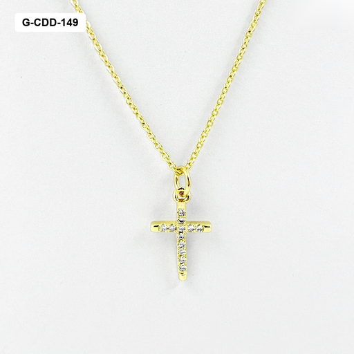 [G-CDD-149] *COLLAR EN RODINADO GOLD DIJE CRUZ MICROCIRCONES
