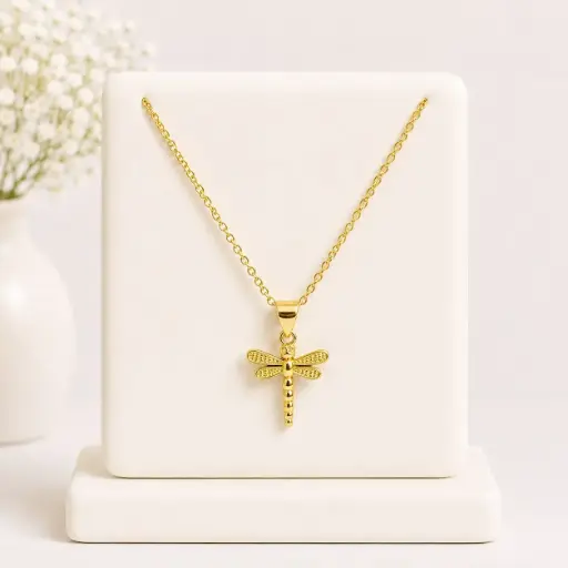 [G-CDD-150] Collar en rodinado gold dije libélula