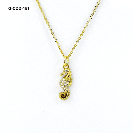 [G-CDD-151] *COLLAR EN RODINADO GOLD DIJE CABALLITO DE MAR