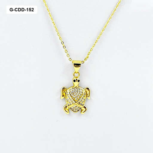 [G-CDD-152] Collar en rodinado gold dije tortuga microcircones