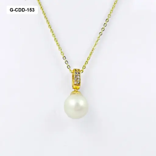 [G-CDD-153] Collar en rodinado gold dije perla