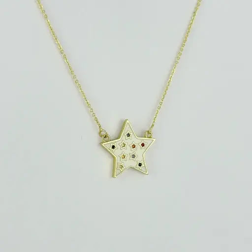 [G-CDD-158] Collar en rodinado estrella esmaltada 