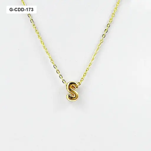 [G-CDD-173] Collar en rodinado gold dije inicial mini