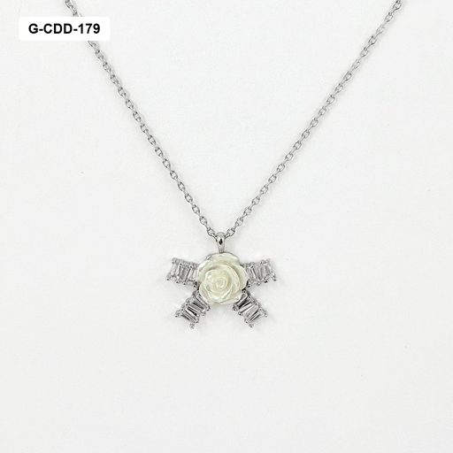 [G-CDD-179] *COLLAR EN RODINADO GOLD / SILVER LAZO CRISTALES FLOR