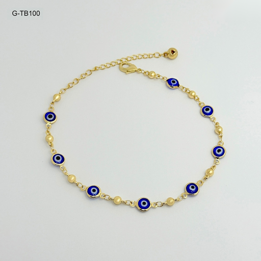 [G-TB-100] Tobillera gold ojitos turco surt goldfilled